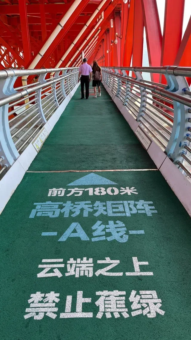 桥面人行道“云端之上禁止蕉绿”